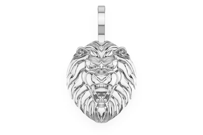Plain Stripped Lion Pendant 14k   