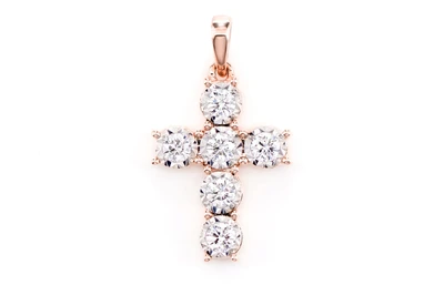 6 Stone Miracle Cross Pendant 14k   