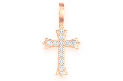 3 Point Cross Pendant 14k   
