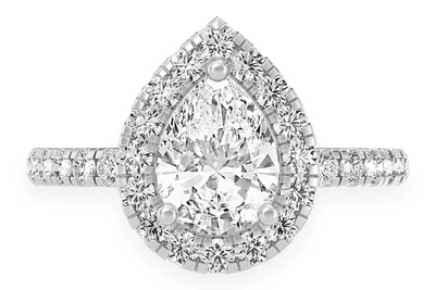 Thav - 1.00ct Pear Solitaire - Scallop Halo One Row - Diamond Engagement Ring - All Natural