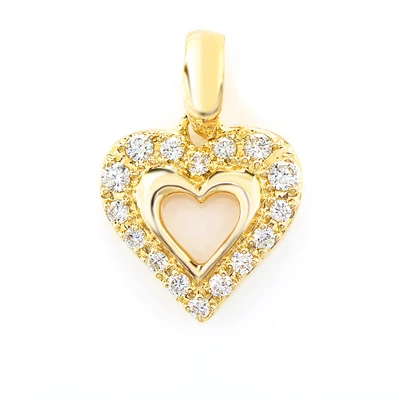 Open Heart Halo Diamond Pendant 14k Solid Gold 0.04ctw
