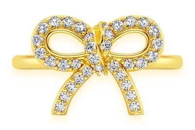 Ribbon Bow Diamond Ring 14k Solid Gold 0.25ctw