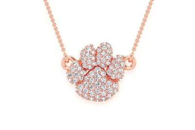 Bubbly Dog Paw Necklace Pendant 14k   
