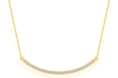  Curved Bar Diamond Necklace Connected 14k Solid Gold 0.20ctw