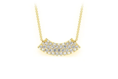 Noodle Diamond Pave Pendant 14k Solid Gold Chain Attached 0.35ctw