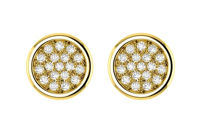Bezel Set Diamond Cluster Stud Earrings 14k Solid Gold 0.05ctw