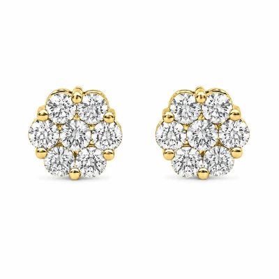 Flower Stud Earrings 14k   1.50ctw
