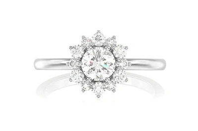 0.70ctw Halo Flower Bezel Diamond Engagement Ring 14k Solid Gold - All Natural