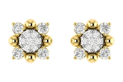 Starburst Diamond Stud Earrings 14k Solid Gold 0.20ctw 