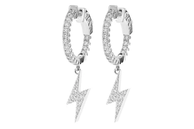 Lightning Dangling Diamond Hoops 14k Solid Gold 1.10ctw 