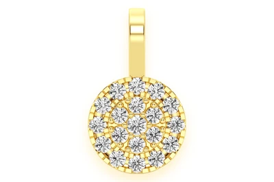 Round Two Tier Halo Diamond Pendant 14k Solid Gold 0.75ctw