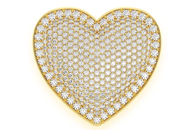 Bubbly Heart Signet Diamond Ring 14k Solid Gold 6.75ctw