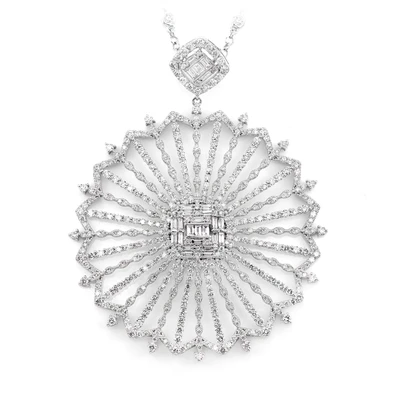 Dangling Baguette Diamond Ornament Pendant Necklace Attached 14k Solid Gold 2.85ctw