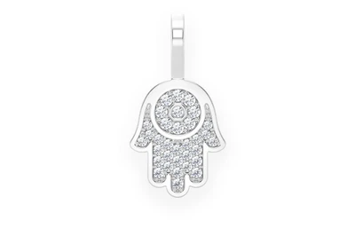 Hamsa Diamond Pendant 14k Solid Gold 0.20ctw