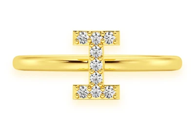 Alphabet Any Letter Diamond Ring 14k Solid Gold 0.05ctw