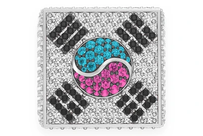 Korean Flag Signet Diamond Ring 14k Solid Gold 4.50ctw 