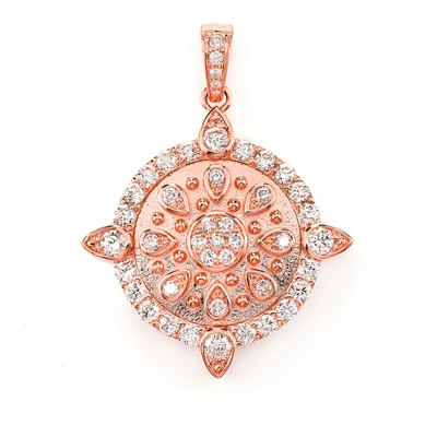 Ornate Medallion Cluster Pendant 14k   