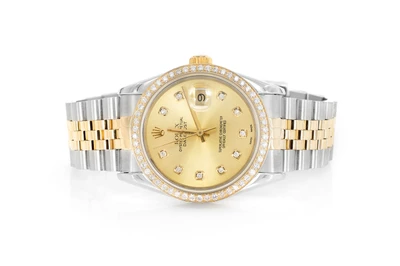 Rolex Datejust 36MM 18k Yellow Gold & Steel (16233) - 1.00ctw Diamond Bezel