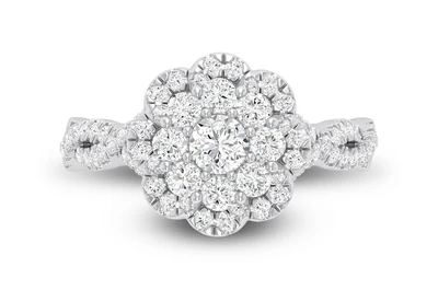 1.00ctw - Round Floral Twist Shank - Diamond Engagement Ring - All Natural