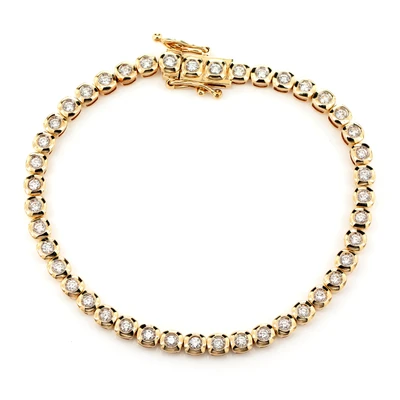 Square Diamond Bezel Diamond Link Bracelet 14k Solid Gold 1.30ctw 