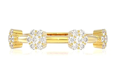 Flower Cluster Diamond Ring 14k Solid Gold 0.65ctw
