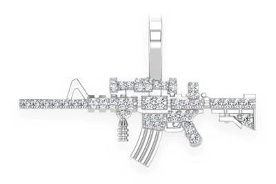 M16 Gun Pendant 14k   