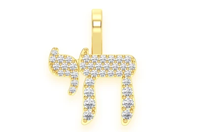 Chai Diamond Pendant 14k Solid Gold 0.30ctw