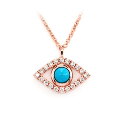 Turquoise Evil Eye Pendant 14k   
