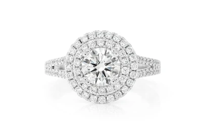 1.00ct Round Solitaire - Split Shank Double Halo - Diamond Engagement Ring - All Natural