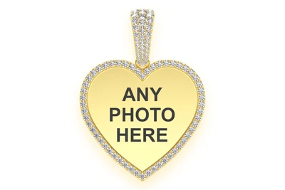 Heart Picture Diamond Pendant 14k Solid Gold 1.25ctw