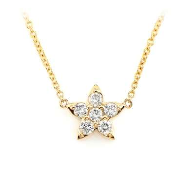Diamond Star Necklace Attached 14k Solid Gold 0.39ctw