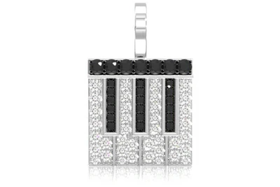 Piano Black & White Diamond Pendant 14k Solid Gold 0.75ctw