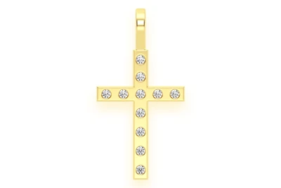 Gypsy Set Cross Pendant 14k   