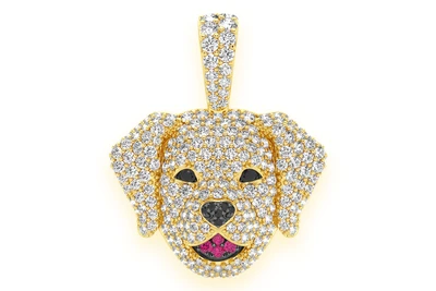 Labrador Retriever Diamond Pendant 14k Solid Gold 2.50ctw