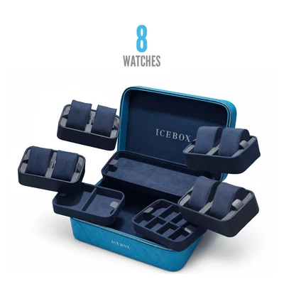 Icebox Leather World Traveler Watch Case - 8 Watches
