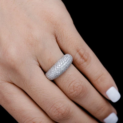 Dome Pave Diamond Band 14k Solid Gold 1.65ctw
