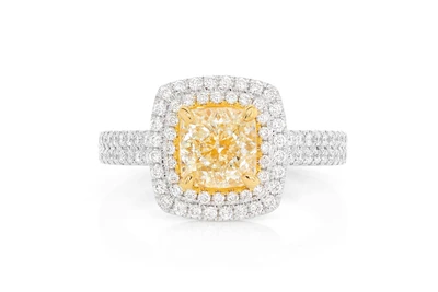 2.00ctw Yellow Diamond Double Halo - Diamond Engagement Ring - All Natural