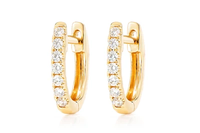 One Row Oval Hoop Earrings 14k   