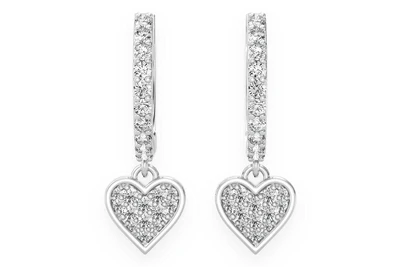 Dangling Heart Huggie Hoop Earrings 14k   0.40ctw