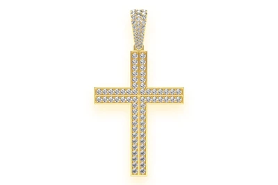 Straight Accent Cross Pendant 14k   