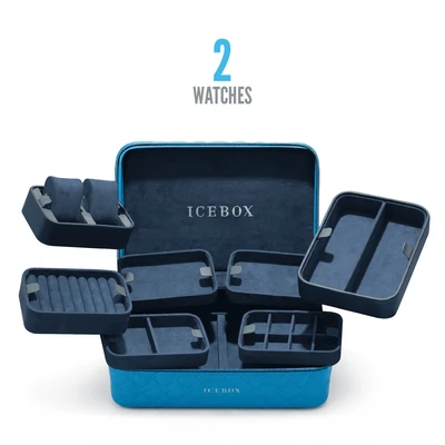 Icebox Leather World Traveler Jewelry Case - 2 Watches