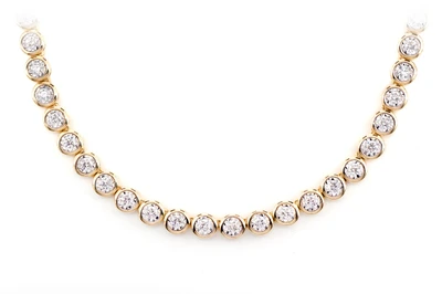 Bezel Set Miracle Diamond Tennis Necklace 14k Solid Gold 5.66ctw
