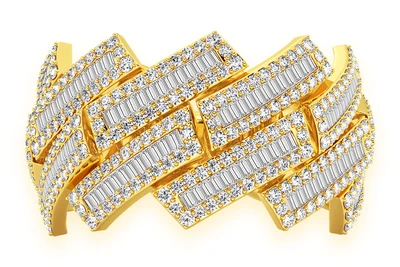 Raised Baguette Miami Cuban Ring 14k Solid Gold 2.30ctw