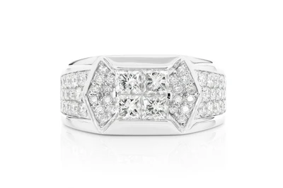 Princess Quad Signet Diamond Ring 14k Solid Gold 2.00ctw