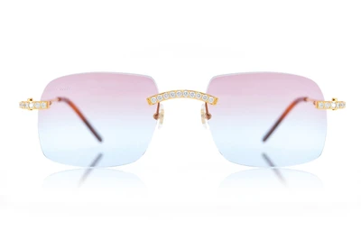 Cartier Glasses Iced Out Diamond Rimless - 2.50ctw - Yellow Gold