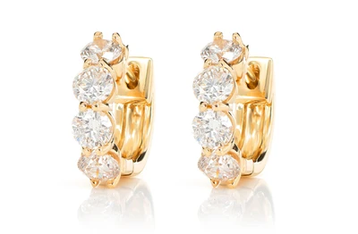 20pt Diamond Hoop Earrings 14k Solid Gold 1.60ctw