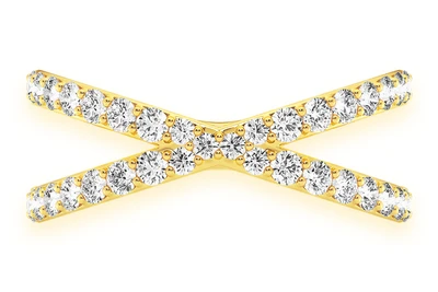 Crossover Diamond Ring 14k Solid Gold 0.60ctw