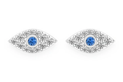 Mini Evil Eye Stud Earrings 14k   0.20ctw