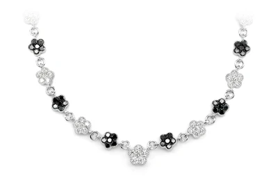 Black & White Diamond Clover Station Chain 14k Solid Gold 5.00ctw