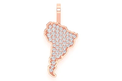 South America Continent Pendant 14k   